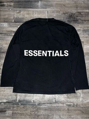 Essentials Black Long Sleeve Shirt with White Logo